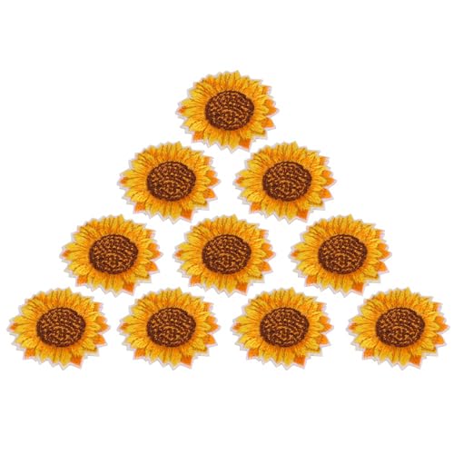 Patches Zum Aufbügeln Bügelflicken Blumen Sonnenblume Zum Aufbügeln 20 Stück Bestickter Aufnäher Mit Sonnenblumenmuster, Diy-Applikation Für Kleidung, Rucksack, Aufnäher, 4,1 Cm von Cocoarm