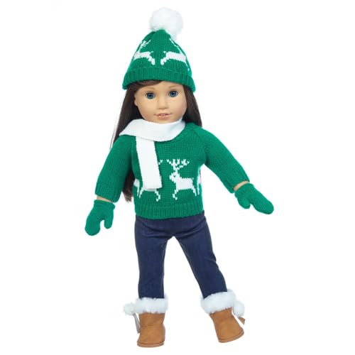 Codulu 18 Zoll Amerikanische Puppen Kleidung Winter Weihnachten Pullover Hose Hut Schal Stiefel Zubehör für 43-46cm-6PCS/Set-B Codulu 18 Zoll Amerikanische Puppen Kleidung Winter Weihnachten Pullover Hose Hut Schal Stiefel Zubehör für 43-46cm-6PCS/Set-B von Codulu