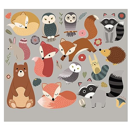Codulu Aufnäher Bügelbild Eule Thermotransfermuster Fuchs Muster Abziehbild Applikation für DIY Kinder T-Shirt Jeans Taschen Hüte Rucksäcke Kunstdekoration-L von Codulu