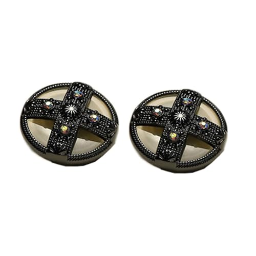 Codulu Kreuz, Diamant-Knöpfe, runder Knopf, Nähknopf, Mantel, Hemd, Ersatzknopf für DIY-Blazer, Uniform, Anzüge, Handwerk, dekorativ (2 Stück), 23 mm, Schwarz von Codulu