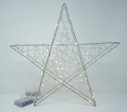LED Stern 40 cm Metall silber Timer Deko Leuchtstern mt 35 LED Lichterkette von Coen Bakker