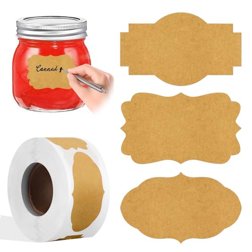 Cofvetia 300 Pcs Kraft Etiketten Aufkleber, Geschenktüten, Selbstklebend Aufkleber Beschriften, Perfekt für Geschenkaufkleber für Marmeladengläser, Umschläge(30x50mm) von Cofvetia