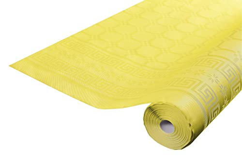 Pronappe Tischdecke R482520I Einweg-Tischdecke aus Damastpapier Länge 25m Breite 1,20m (pro Rolle) Farbe gelb Damastpapier mit schickem und klassischem Universalmuster von Pro Nappe