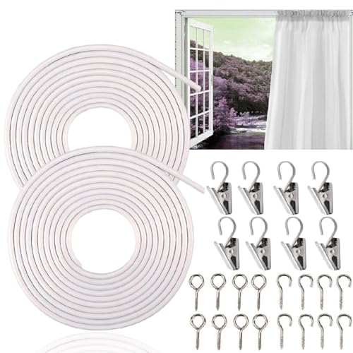 2 Stück 3M Vorhangdraht Vorhang Drahtseil Set Weiß Gardinendraht Curtain Wire Gardinenschnur Kunststoffbeschichteter Gardinenseil mit 8 Haken und 8 Ösen Vorhang für Gardinenstangen Vorhänge 2 Stück 3M Vorhangdraht Vorhang Drahtseil Set Weiß Gardinendraht Curtain Wire Gardinenschnur Kunststoffbeschichteter Gardinenseil mit 8 Haken und 8 Ösen Vorhang für Gardinenstangen Vorhänge von Cohentbliss