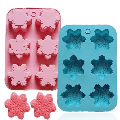 2 Stück Silikonform für Schneeflocken 3D Weihnachten Schneeflocke Mould Fondant Silikon-Formen für Schneeflocken Weihnachtskerzenformen für Schneeflocken für Machen Kerze Kuchen Basteln von Cohentbliss