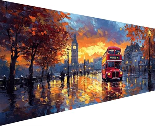 Diamond Painting London 5D Diamond Painting Erwachsene Set Car DIY Runde Drill Crystal Strass Stickerei Daiments Bilder Kinder ab 10 Jahre ,füR MäDchen Geschenke Home Decor, Groß Xxl 45x90 cm O-4 von Cohnpjng