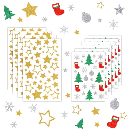 Coicok 394 Stück Weihnachten Glitzer Stickers, Weihnachtsaufkleber, Weihnachtssticker Selbstklebend, Aufkleber Weinachten Weihnachtsbaum Sterne Schneeflocken für Weihnachtliche Bastelarbeiten und Deko Coicok 394 Stück Weihnachten Glitzer Stickers, Weihnachtsaufkleber, Weihnachtssticker Selbstklebend, Aufkleber Weinachten Weihnachtsbaum Sterne Schneeflocken für Weihnachtliche Bastelarbeiten und Deko von Coicok