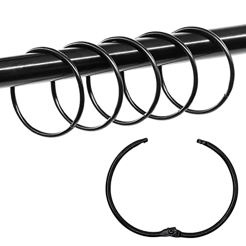 Lose-Blatt-Bindebuch-Ringe - Coideal 36 Stück 2 Zoll große kreisförmige Duschvorhang-Ringschlaufen, Metall-O-Ringe für Karteikarten, Schulnotizkarten, Büro (Black) von Coideal