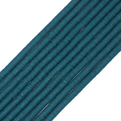 COIRIS 3400 Stück Heishi Vinyl-Perlen, umweltfreundlich, Polymerton, Abstandshalter, 6 mm, flache Perlen für Surfer, Halskette, Armband, Ohrringe, Schmuckherstellung(RT-Deep Teal-6) von Coiris