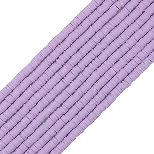 COIRIS 4000 Stück Heishi Vinyl-Perlen, umweltfreundlich, Polymerton, Abstandshalter, 6 mm, flache Perlen für Surfer, Chocker, Halskette, Armband, Ohrringe, Schmuckherstellung(RT-Light Violet-6) von Coiris