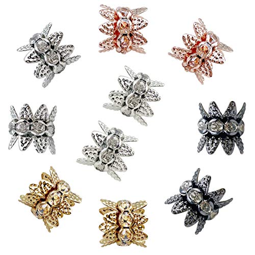 COIRIS 50 Stück 5 Farben 10 mm Abstandshalter Perlen Kappen mit Strass Doppel-Filigrane Blumenbecher für Schmuckherstellung DIY (HT-1000-50Mix) von Coiris