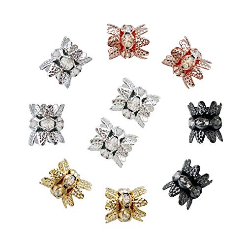 COIRIS 50 Stück 5 Farben 8 mm Abstandshalter Perlen Kappen mit Strass Doppel-Filigrane Blumenbecher für Schmuckherstellung DIY (HT-1001-50Mix) von Coiris