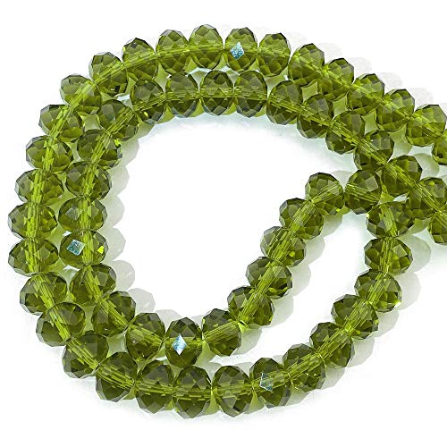 COIRIS 70 Stück Glaskristall-Perlen, lose Perlen, 12 mm, olivfarben, facettiert, Rondelle-Form, Abstandshalter für Halsketten, Armbänder, Schmuck, DIY (GB-12-Olive) von Coiris