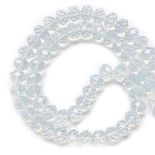 COIRIS 70pcs Glass Crystal Loose Beads 12mm White Facetd Rondelle Shape Spacer Beads for Necklace Bracele Jewelry DIY Making(GB-12-White Opal) von Coiris