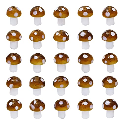 COIRIS Braune Pilz-Perlen, gemischte Farben, handgefertigt, 13 x 10,5 mm, für Schmuck, Halsketten, Armbänder, Ohrringe, 40 Stück(GB-MG-1002-Brown) von Coiris