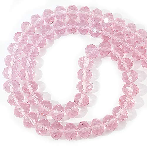 COIRIS Glaskristall-Perlen, lose Perlen, 12 mm, rosafarbene facettierte Rondelle-Form, Abstandshalter für Halsketten, Armbänder, Schmuck, DIY (GB-12-Pink) von Coiris
