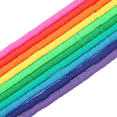 COIRIS Heishi-Perlen, 3400 Stück, gemischte Farben, umweltfreundlich, handgefertigt, 6 mm, Abstandshalter für Surfer, Chocker, Halskette, Armband, Ohrringe, Schmuckherstellung (RT-Rainbow Mix-6) von Coiris