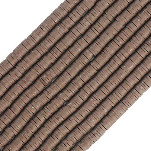 COIRIS Heishi Vinyl-Perlen, handgefertigt, Polymerton, Abstandshalter, 6 mm, flache Perlen für Surfer, Chocker, Halskette, Armband, Ohrringe, Schmuckherstellung, 3400 Stück (RT-Deep Brown-6) von Coiris