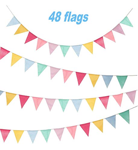 Cojoy 10 Mt Wimpel, Sackleinen Stoff Wimpelkette mit 48 stücke Dreieck Flags Multicolor Girlande für Geburtstag, hochzeit Party Dekoration Cojoy 10 Mt Wimpel, Sackleinen Stoff Wimpelkette mit 48 stücke Dreieck Flags Multicolor Girlande für Geburtstag, hochzeit Party Dekoration von Cojoy