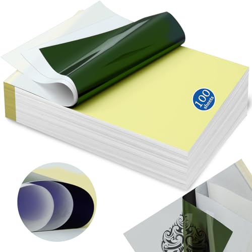 Cokaca 100 Blätter Stencil Papier, Transferpapier Tattoo im A4-Format, Tattoo Pauspapier für Haut geeignet für Tattoo Stencil Drucker & Freihand-Designs (4-lagiges Design) von Cokaca