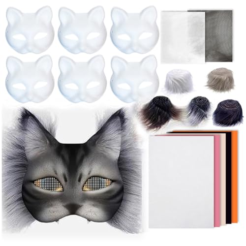 Cokbyavla Karnevalsmaske 6 Stück Therian Masken Basteln Katzenmasken Zum Anmalen Kindermaske Filzset Nadelfilz Set Therian Masken Basteln Tiermasken Zum Selbermachen Fuchs Maske Cats Mask Katzenpart Cokbyavla Karnevalsmaske 6 Stück Therian Masken Basteln Katzenmasken Zum Anmalen Kindermaske Filzset Nadelfilz Set Therian Masken Basteln Tiermasken Zum Selbermachen Fuchs Maske Cats Mask Katzenpart von Cokbyavla