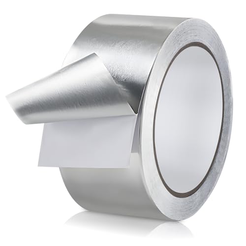 Cokshy Selbstklebendes Aluminiumband, Klebeband Aluminium Dämmung, Auspuff Dichtband Hochtemperatur für HLK, Abdichten und Flicken, Warm und Kaltluftkanäle, Metallreparatur und Mehr (50 MM x 10 M) von Cokshy