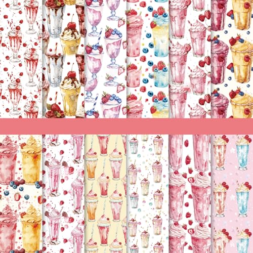 Scrapbook-Papier, 15,2 x 15,2 cm, 12 Designs, dekoratives Papier mit Milchshake-Muster, einseitiges Eiscreme-Bastelpapier für selbstgemachte Kartenherstellung, Fotoalbum, Tagebuch, Dekoration, 48 Scrapbook-Papier, 15,2 x 15,2 cm, 12 Designs, dekoratives Papier mit Milchshake-Muster, einseitiges Eiscreme-Bastelpapier für selbstgemachte Kartenherstellung, Fotoalbum, Tagebuch, Dekoration, 48 von Colabrili