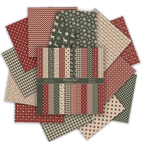 Weihnachts-Scrapbook-Papier, 24 Blatt/12 Designs, dekoratives Weihnachts-Bastelpapier, doppelseitiges Raster-Wintermusterpapier für Scrapbooking, Kartenherstellung, DIY-Fotoalbum, Tagebuch (Retro von Colabrili