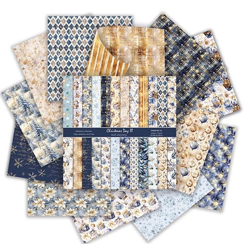 Weihnachts-Scrapbook-Papier, 24 Blatt/12 Designs, dekoratives Weihnachts-Bastelpapier, doppelseitiges Raster-Wintermusterpapier für Scrapbooking, Kartenherstellung, DIY-Fotoalbum, Tagebuch (verträumt von Colabrili