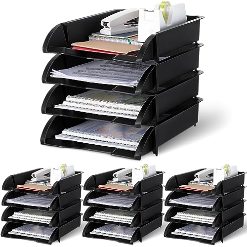Colarr 16 Stück Papierablage, Schreibtisch-Organizer, stapelbar, Aktenablage, Schreibtischablage, Kunststoff, Briefhalter, Briefablagen für Büro, Klassenzimmer, 33 x 25,4 x 7 cm, schwarz Colarr 16 Stück Papierablage, Schreibtisch-Organizer, stapelbar, Aktenablage, Schreibtischablage, Kunststoff, Briefhalter, Briefablagen für Büro, Klassenzimmer, 33 x 25,4 x 7 cm, schwarz von Colarr