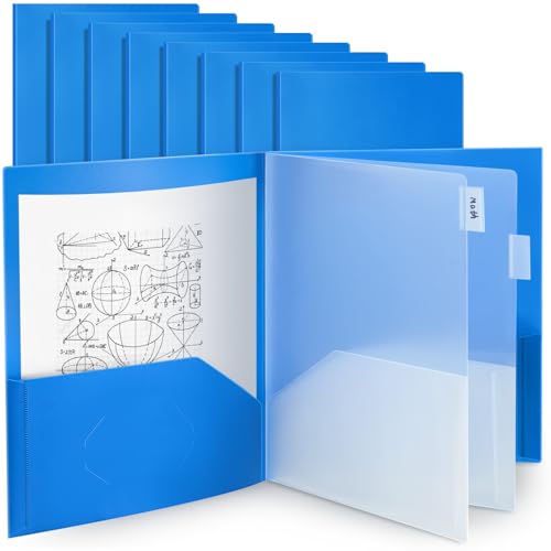 Colarr Aktenordner in Briefgröße, Kunststoff, Papier, Projekt, Dokumente, Organizer, mehrere Taschen, robust, reißfest, für Schule, Büro, Zuhause (blau, praktisch), 8 Stück von Colarr