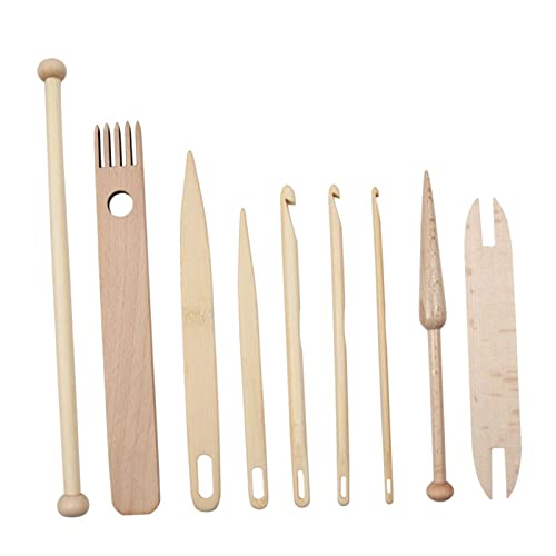 9 Stücke Holz Hand Webstuhl Set, Holzwebstände Häkelnadel mit Hölzernen Shuttles Webstift Und Holzwebstange, für Pullover Hut Schal Machen von Colcolo