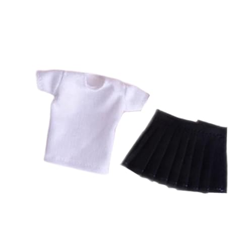 Colcolo 1/12 Skala Puppen -T -Shirt Miniatur -T -Shirt mit kurzer Rock Puppe Mini Kleidung Weiches Kostüm Kleid für 6 -Zoll -Figuren von Colcolo
