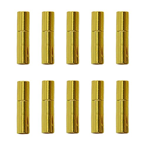 Colcolo 10 aus aus Endkappen DIY 3mm Cord Choker Halskette Bajonettverschluss, Gold, 17x4mm Colcolo 10 aus aus Endkappen DIY 3mm Cord Choker Halskette Bajonettverschluss, Gold, 17x4mm von Colcolo