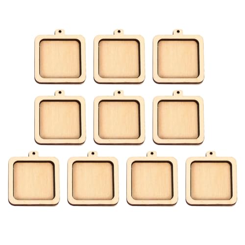 Colcolo 10 x Mini-Stickrahmen aus Holz, Ringe, Holzrahmen, Stickrahmen, DIY-Werkzeug für Schlüsselanhänger, Rahmen, Basteln, Anhänger, Heimdekoration , Quadrat von Colcolo