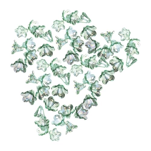 Colcolo 100 Stück Blumenperlen zum Selbermachen von Schmuck, Dekorationen, transparent, mit Loch, Ornament, Halskette, Damen, als Geschenk, Abstandsperlen, GrÜn Colcolo 100 Stück Blumenperlen zum Selbermachen von Schmuck, Dekorationen, transparent, mit Loch, Ornament, Halskette, Damen, als Geschenk, Abstandsperlen, GrÜn von Colcolo