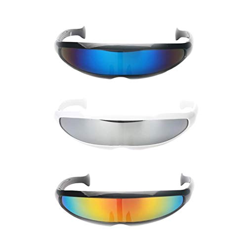 Colcolo 3 Stück Futuristische Verspiegelte Sonnenbrille Schmale Partybrille Funbrille Colcolo 3 Stück Futuristische Verspiegelte Sonnenbrille Schmale Partybrille Funbrille von Colcolo