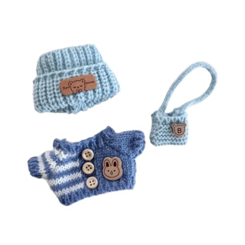Colcolo 3 Stück Miniatur verkleiden Hut Pullover Rucksack Set Cartoon-Puppe Kleidung Set, Mädchen Puppen Outfits, für 15cm 17cm Anhänger Puppe, Blau Colcolo 3 Stück Miniatur verkleiden Hut Pullover Rucksack Set Cartoon-Puppe Kleidung Set, Mädchen Puppen Outfits, für 15cm 17cm Anhänger Puppe, Blau von Colcolo
