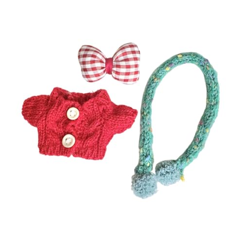 Colcolo 3X Modepuppen-Pullover und Schal-Schleifen-Haarnadel, Miniatur-Kleidungs-Outfits für 17-cm-Puppen als Neujahrsgeschenke, Rot Colcolo 3X Modepuppen-Pullover und Schal-Schleifen-Haarnadel, Miniatur-Kleidungs-Outfits für 17-cm-Puppen als Neujahrsgeschenke, Rot von Colcolo