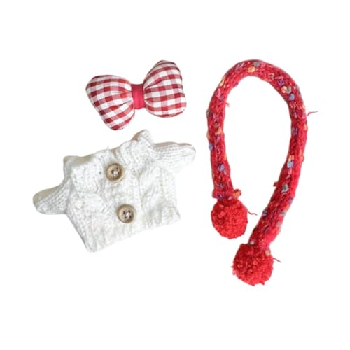 Colcolo 3X Modepuppen-Pullover und Schal-Schleifen-Haarnadel, Miniatur-Kleidungs-Outfits für 17-cm-Puppen als Neujahrsgeschenke, Weiß Colcolo 3X Modepuppen-Pullover und Schal-Schleifen-Haarnadel, Miniatur-Kleidungs-Outfits für 17-cm-Puppen als Neujahrsgeschenke, Weiß von Colcolo