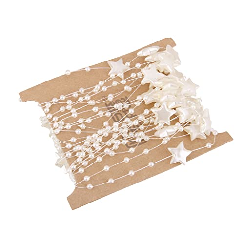 Colcolo 5m Perlenband Perle Halskette Perlengirlande Perlen Girlande Kette Deko DIY, Beige Stern, One Size von Colcolo