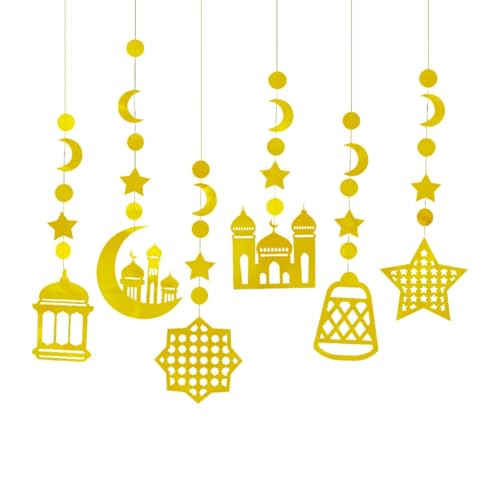 Colcolo 6PCS Ramadan Eid Dekoration Streamer Ornament Islam Festival Party Lieferungen Geschenke Hängende Wanddekoration zum Geburtstag zu Hause, Gold Colcolo 6PCS Ramadan Eid Dekoration Streamer Ornament Islam Festival Party Lieferungen Geschenke Hängende Wanddekoration zum Geburtstag zu Hause, Gold von Colcolo