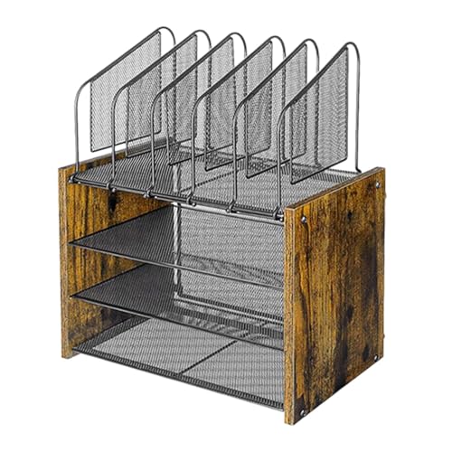Colcolo Akten-Organizer für den Schreibtisch mit 4 Ebenen, 5 vertikale Aktenhalter, stilvoller, sparender Papier-Briefablage-Organizer für Briefe und, Ohne Schublade von Colcolo