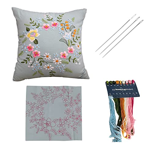 Colcolo DIY Stickerei Kissenbezüge Kit Halbfertige Bunte Fäden Kissenbezug Kit Material, Gewebe Blumenmuster Kits für Schlafzimmer Dekoratives Geschenk, hellblau Colcolo DIY Stickerei Kissenbezüge Kit Halbfertige Bunte Fäden Kissenbezug Kit Material, Gewebe Blumenmuster Kits für Schlafzimmer Dekoratives Geschenk, hellblau von Colcolo