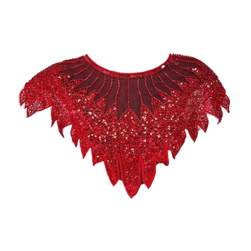 Colcolo Frauen Schal -Wrap Perlen Pailletten Cape Schulter Cape Party Schal für formelle Kleider Cosplay Damen Monateer Frauen, Rot von Colcolo