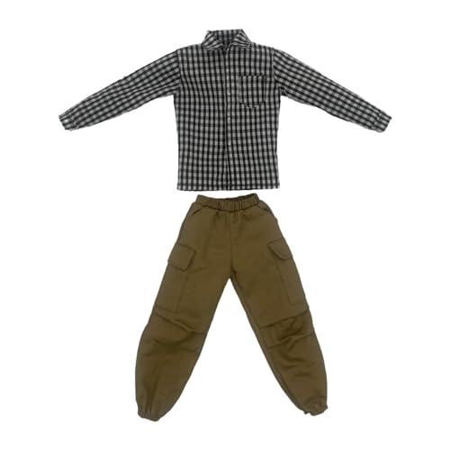 Colcolo Kleidung für Actionfiguren im Maßstab 1/6, Puppenkleidung, Kariertes Hemd, Hose, Trendige Mini-Anzuganzüge für 12-Zoll-Männerfiguren, Puppenkörper von Colcolo