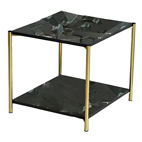 Colcolo Leichtes Luxus-Sofa, Couchtisch, kleine Wohnung mit Ablagefach, Metallrahmen, Marmor-Beistelltisch, Moderne Doppelschicht für Esszimmer, Schwarzes Quadrat von Colcolo