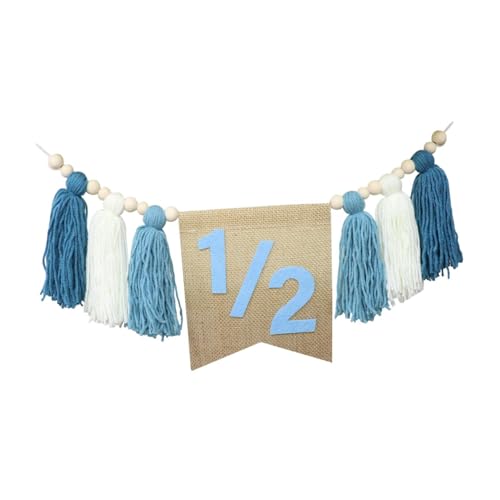 Colcolo Mein 1/2 Geburtstag Hochstuhl Banner Foto Requisiten Geburtstagdekoration Boho Quasten Garland Banner für Geburtstag Babyparty Mädchen, Blau von Colcolo