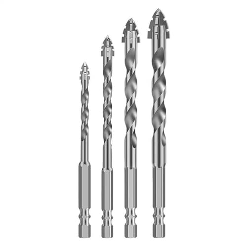 Colcolo Vierschneidiges gezacktes Exzenterbohrer-Set, Exzenter-Spiralbohrer-Set, vielseitig einsetzbar, hohe Festigkeit, für, Gusseisen, Ziegel, 4 Stück von Colcolo