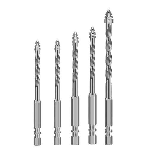 Colcolo Vierschneidiges gezacktes Exzenterbohrer-Set, Exzenter-Spiralbohrer-Set, vielseitig einsetzbar, hohe Festigkeit, für, Gusseisen, Ziegel, 5 Stücke Colcolo Vierschneidiges gezacktes Exzenterbohrer-Set, Exzenter-Spiralbohrer-Set, vielseitig einsetzbar, hohe Festigkeit, für, Gusseisen, Ziegel, 5 Stücke von Colcolo